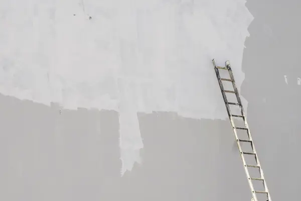 Exterior painting in Green Bay: ladder against a freshly primed wall